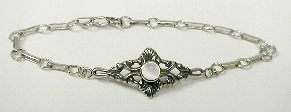 Sterling Silver Victorian Chain Bracelet with White Moonstone